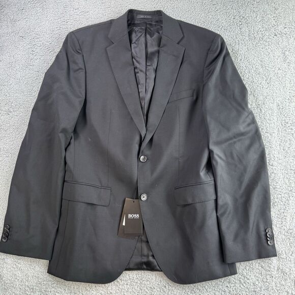 Hugo Boss Blazer Mens 40L Johnstons Lenon Black Wool Two Button NWT - Picture 1 of 12